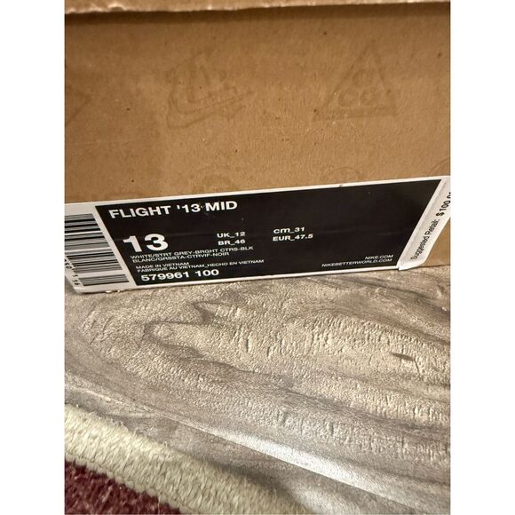 Nike Flight 13 Mid \'White Strata Grey’ Men’s Sz 13 NEW main image 4